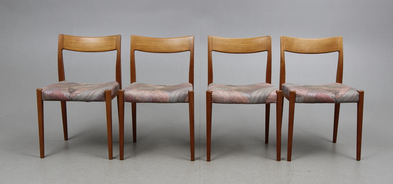 STOLAR, 4 st, teak,"Kontiki", Yngve Ekström,Troeds, 1960-tal.