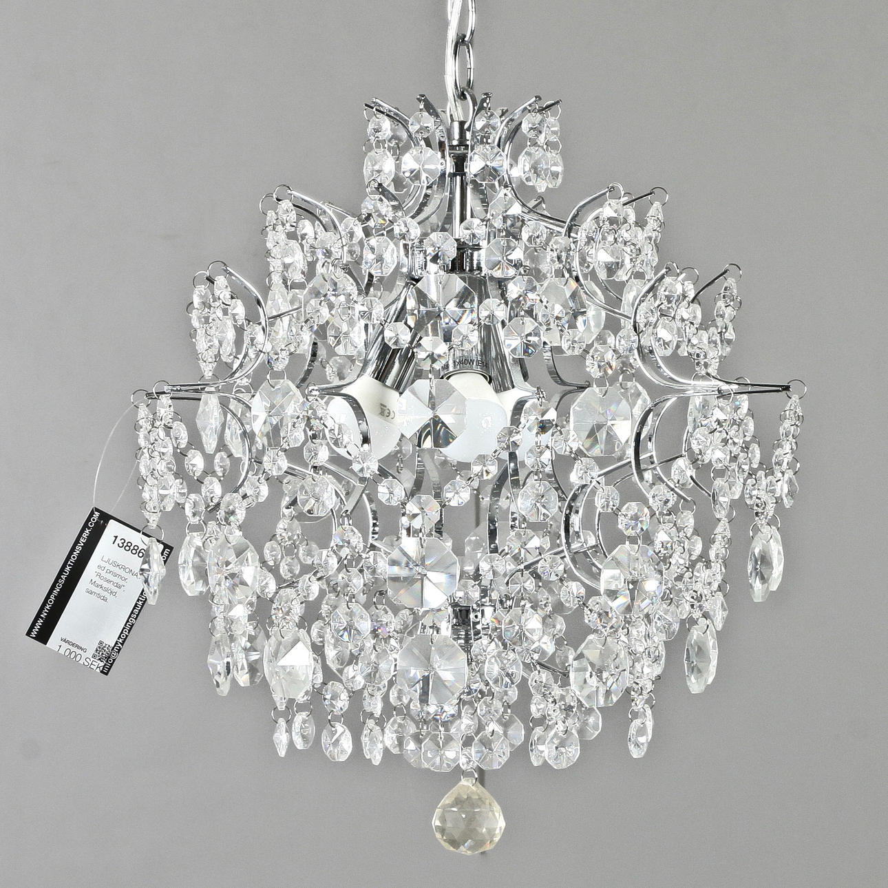 KRONLEUCHTER, mit Prisma, "Rosendal", Markslöjd, zeitgenössisch.