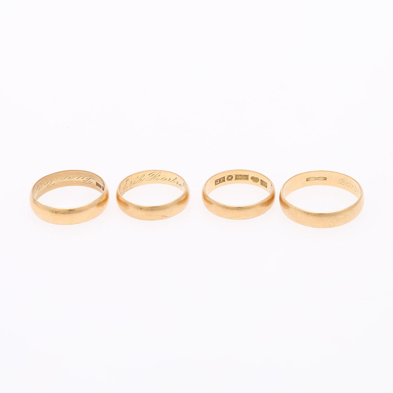 SMOOTH RINGS, 4 PCS, 18k gold, 16.5 g.