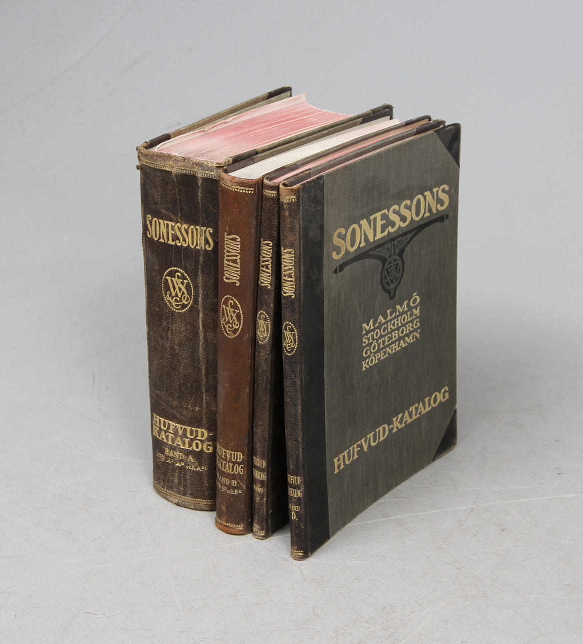 BÖCKER/KATALOGER, 4 delar, "Sonessons Hufvud-katalog - Malmö, Stockholm, Göterborg, Köpenhamn", 1920.