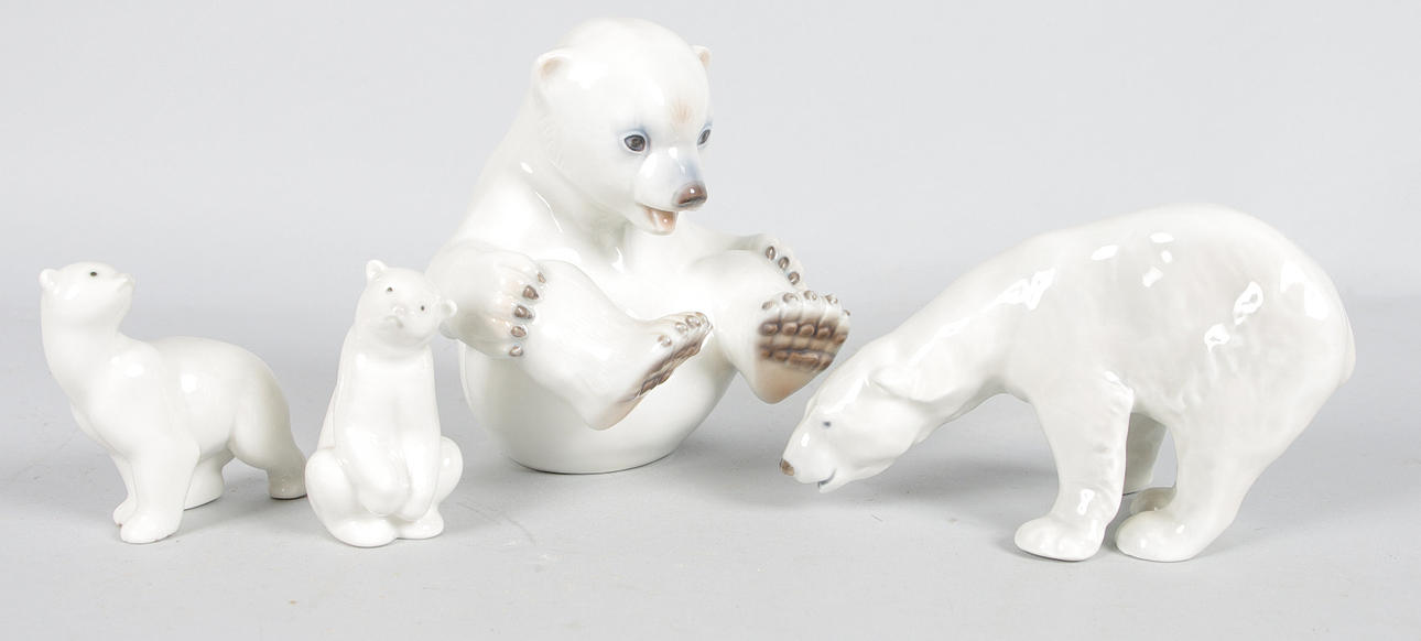 PORSLINSFIGURER, isbjörnar, Bing & Gröndal, Royal Copenhagen, Nao.