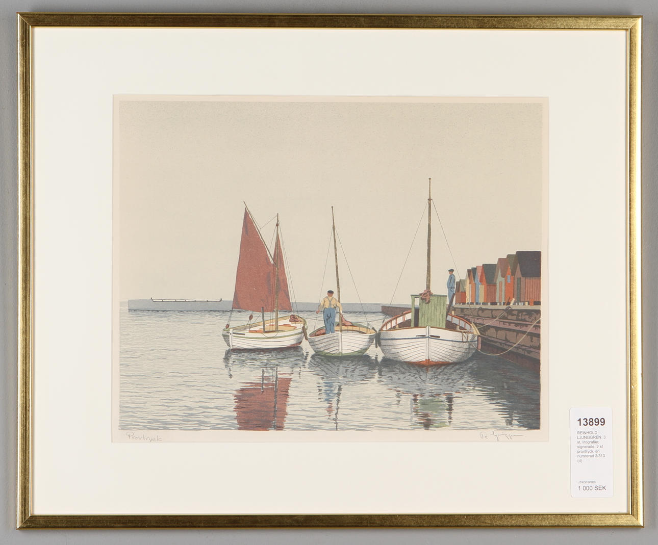 REINHOLD LJUNGGREN. 3 st, litografier, signerade, 2 st provtryck, en numrerad 2/310.