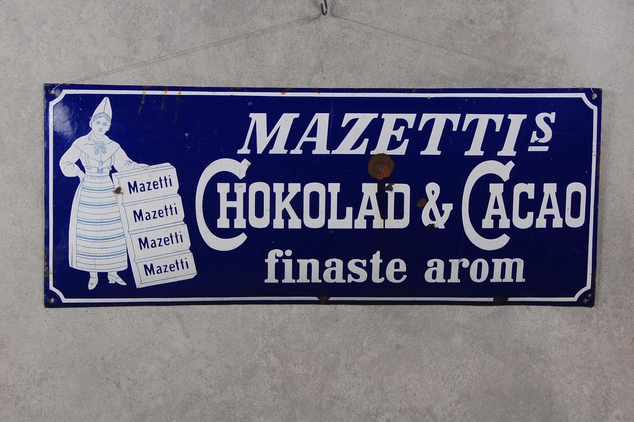 EMALJSKYLT, Mazettis Choklad & Cacao finaste arom, 1900-talets början.