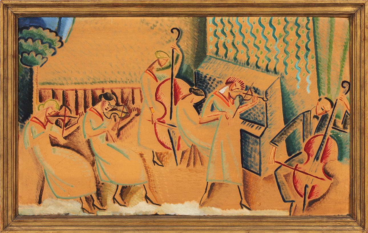 SVEN KRUEGER. TILLSKRIVEN. Olja på pappannå. Enligt påskrift a tergo omkring 1920.