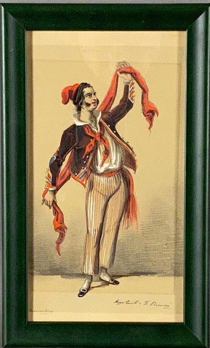 —FRANCESCHINI (19. århundrade) - kostymdesign, ritning på papper.