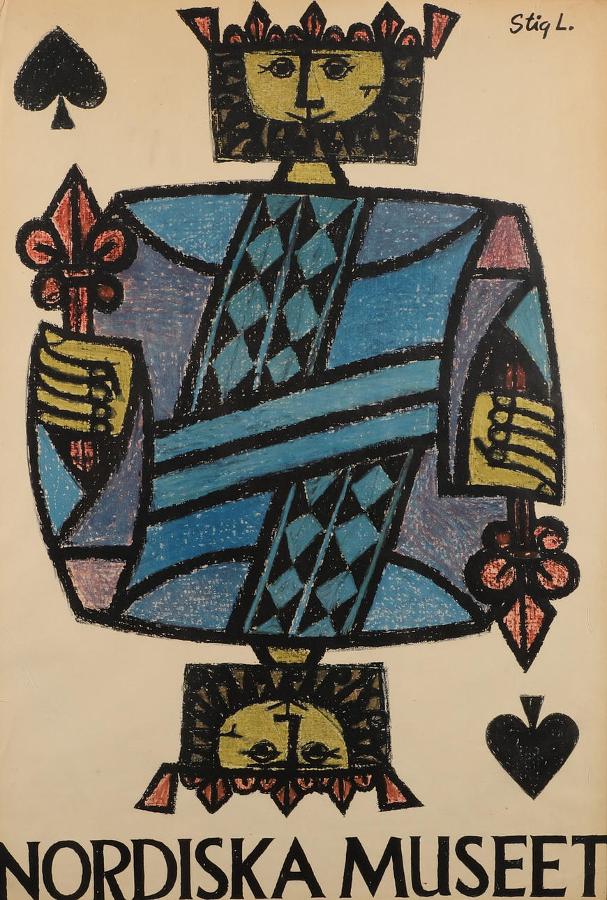 レア！ STIG LINDBERG 100 展示会ポスター 額装 STIG LINDBERG. Poster, King of Spades, Nordic Museum. Art