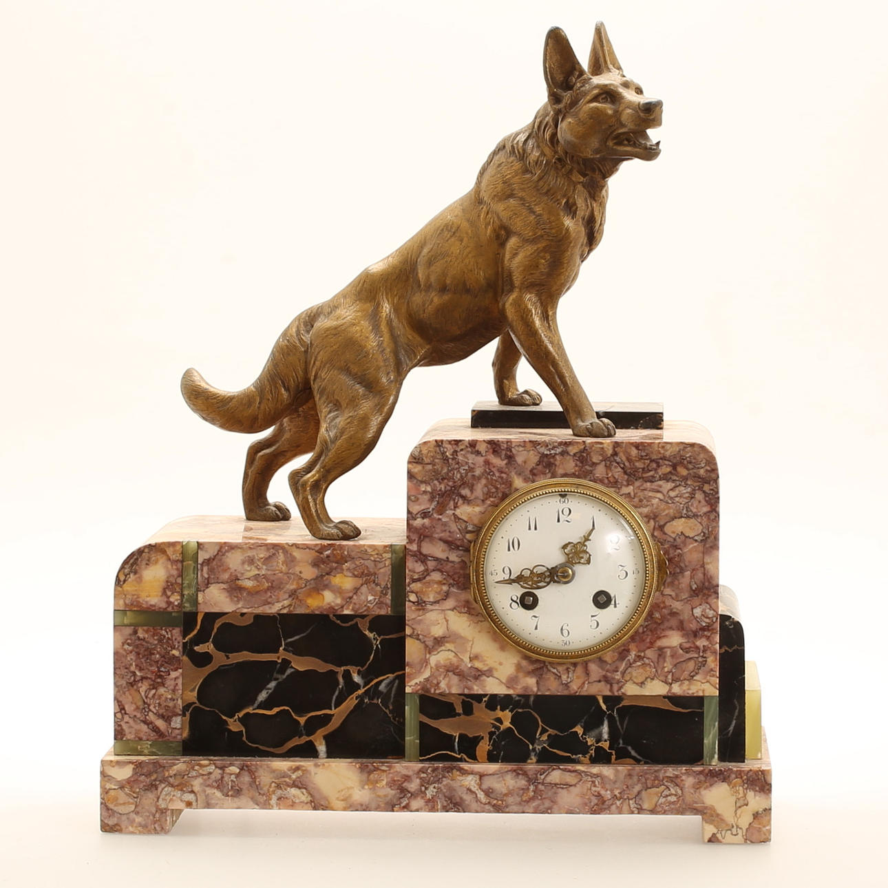 TABLE CLOCK, marble and metal, early 20th century.