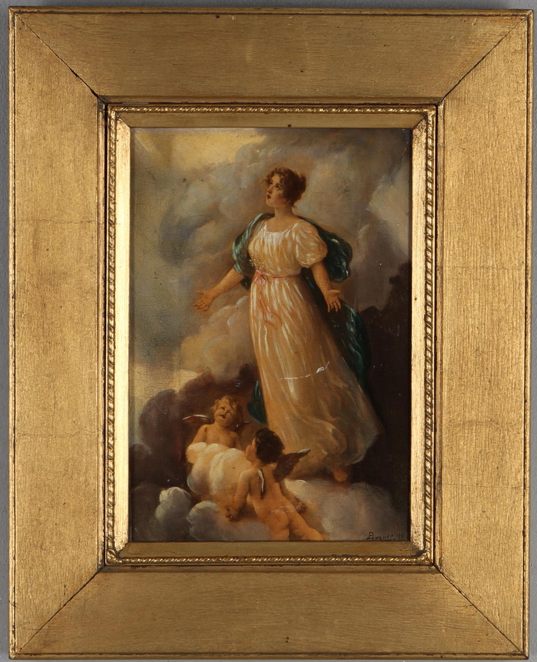 OKÄND KONSTNÄR. PÅMÅLAT TRYCK, 1800/1900-tal.