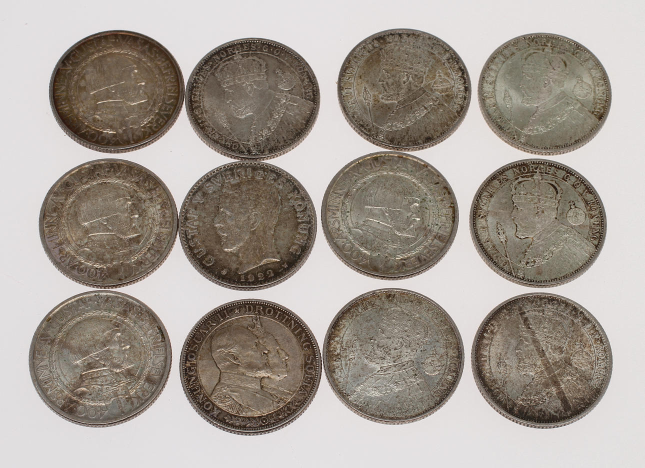 JUBILEUMSMYNT, 12 st á 2kr, silver, Sverige, 1897-1921.