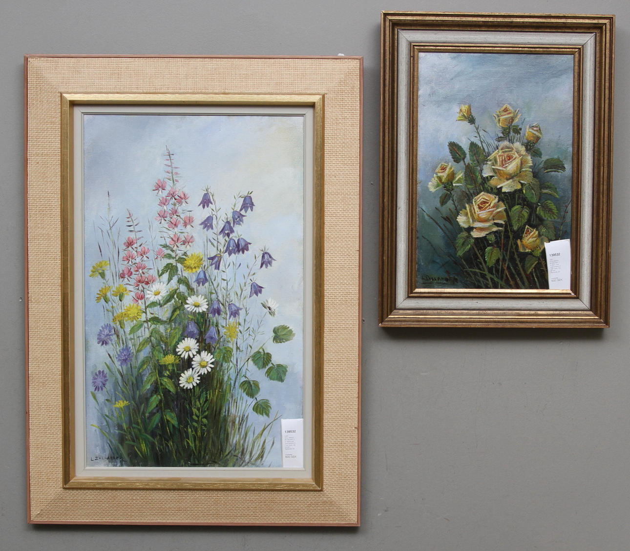 LISA SOLLANDER-BLOMQVIST. 2 st. Motiv med sommarblommor och rosor. Olja på duk. Signerade.