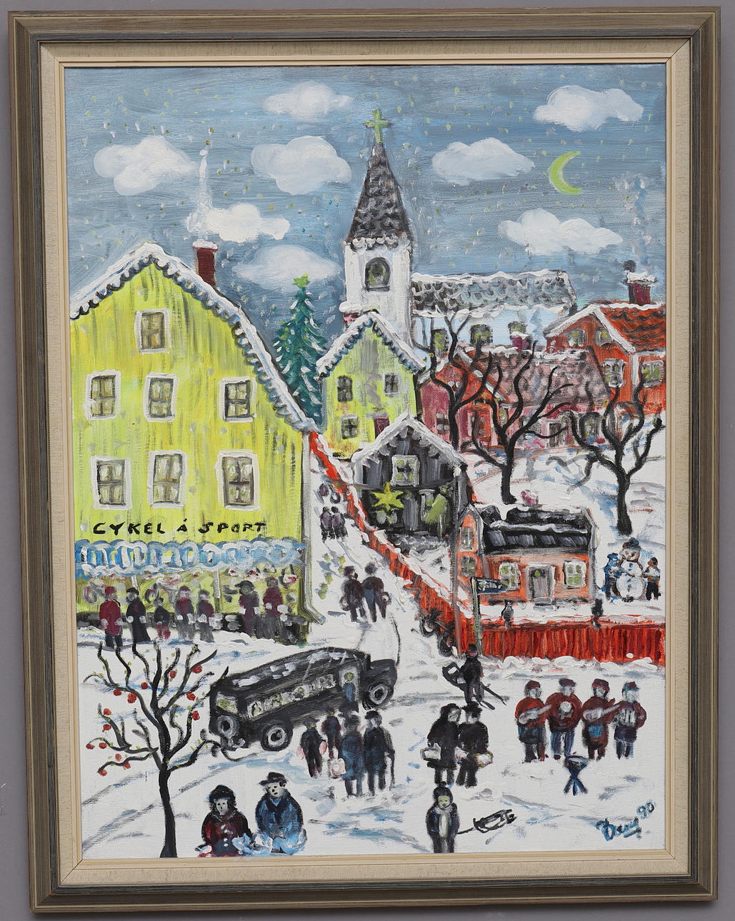 BENNY GUSTAFSSON. Oil on canvas, "Vinterstad" signed.