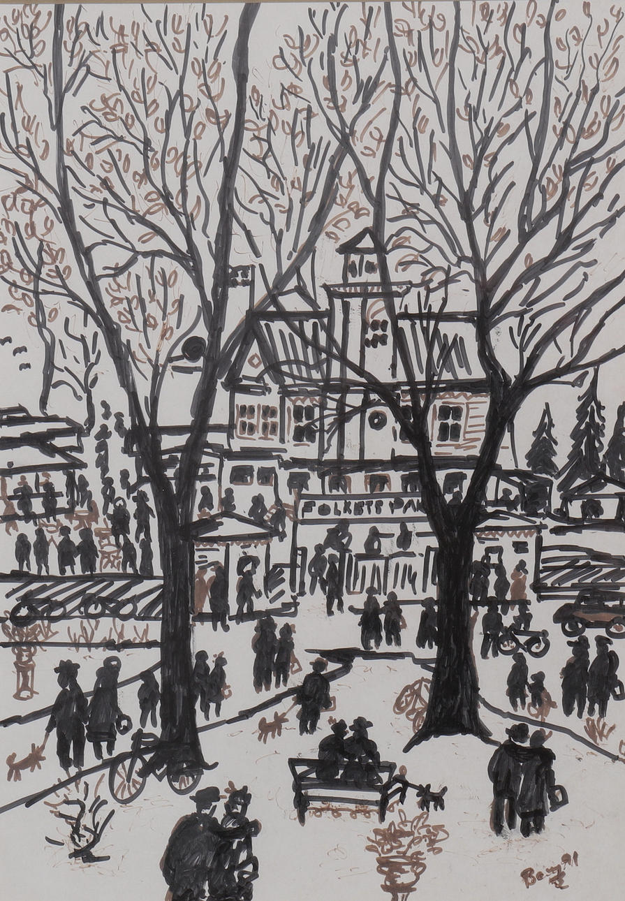 BENNY GUSTAFSSON. Marker, In the park, signed.