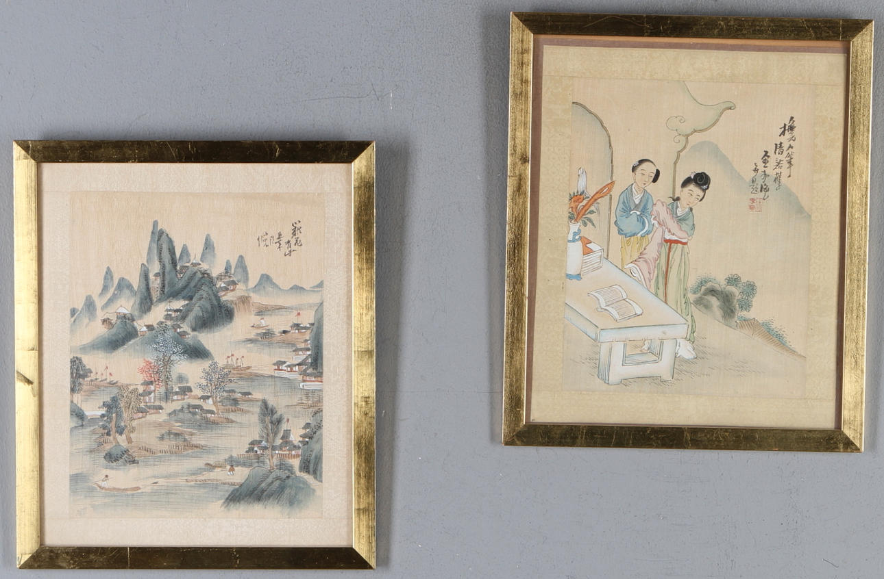 SIDENMÅLNINGAR, 2 st, Kina.