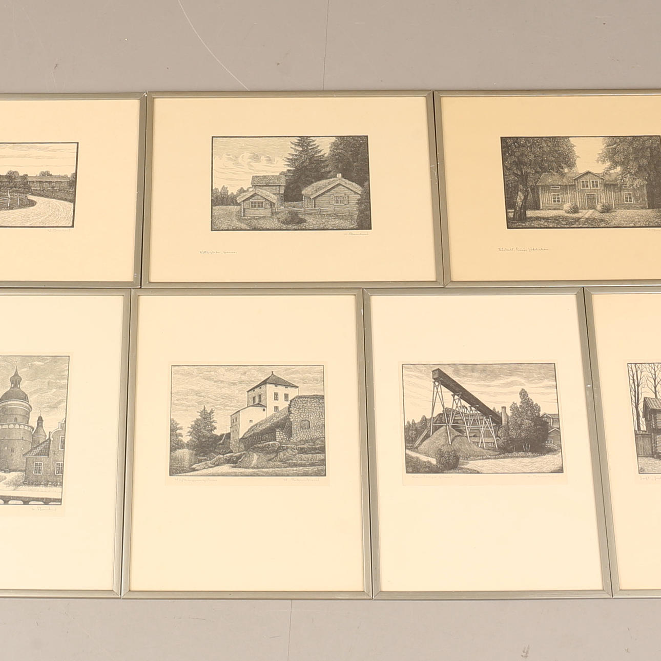 WALDEMAR BERNHARD. Träsnitt, 8 stycken, signerade.