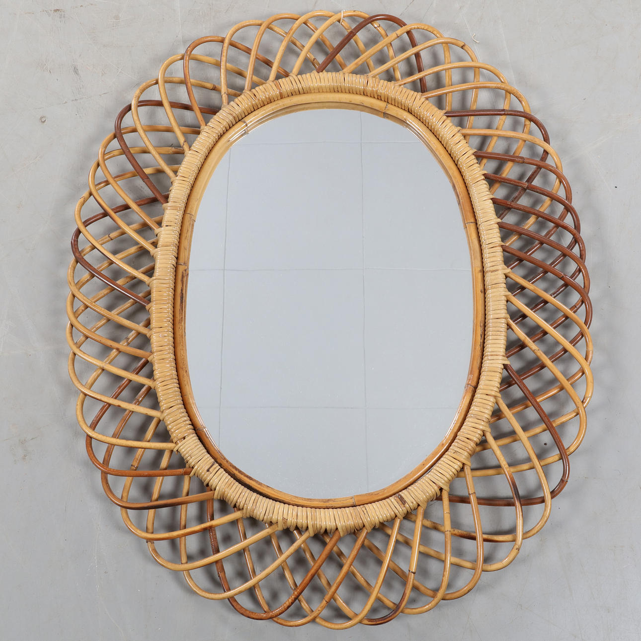 SPEJL, stel af rattan.