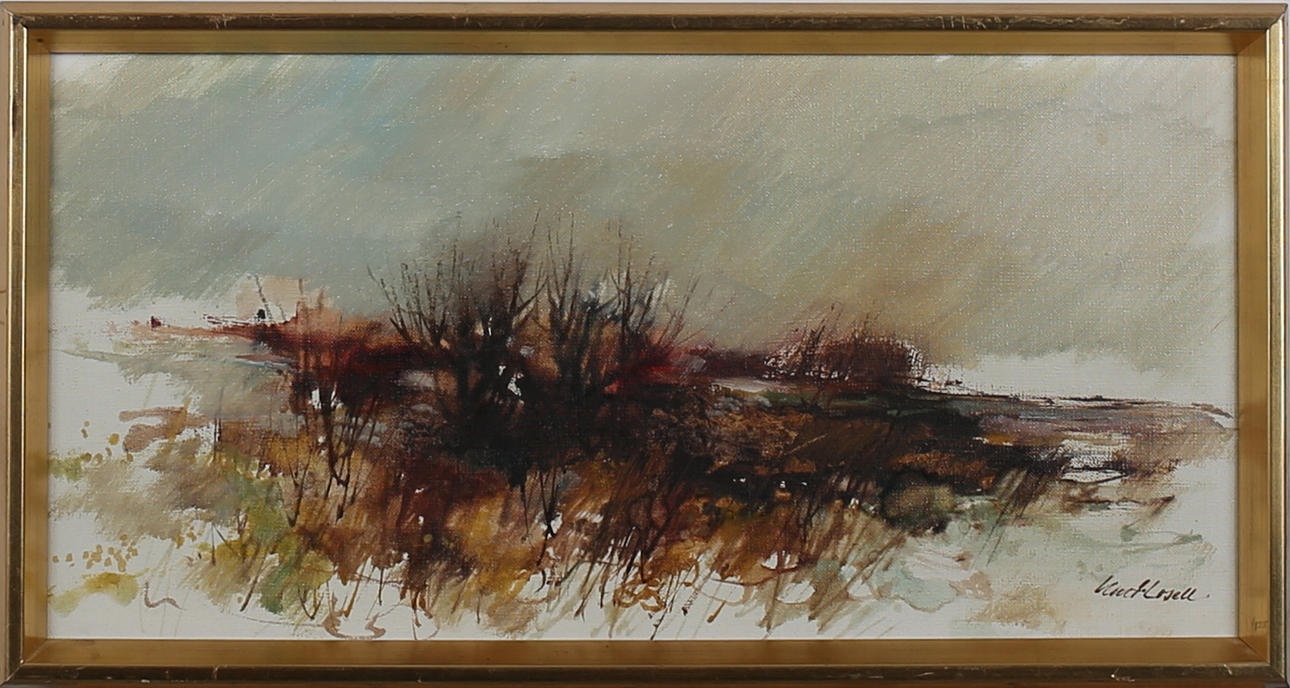 KURT LOSELL. "Öppen natur" Vikhög. Olja på duk. Signerad.