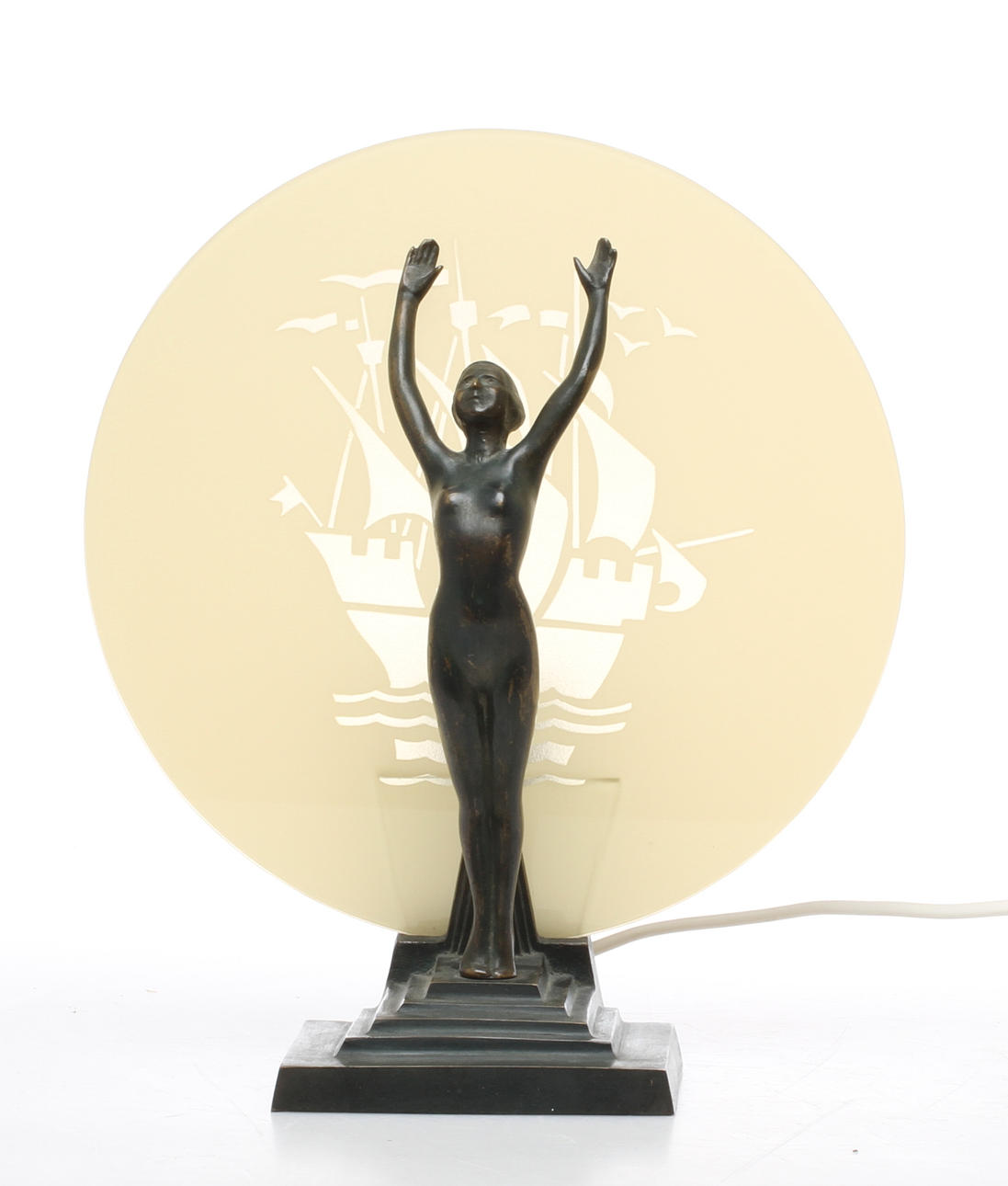 BORDSLAMPA, Art Deco, Brons, 1930-tal.