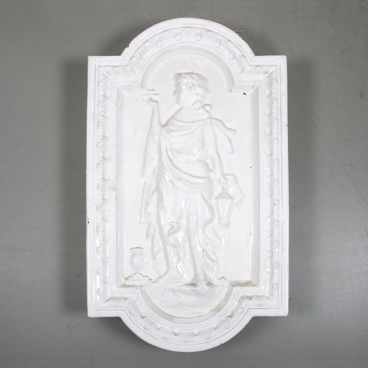 DECORATIVE ELEMENT for TILE STOVE, proslin, 18/1900s.