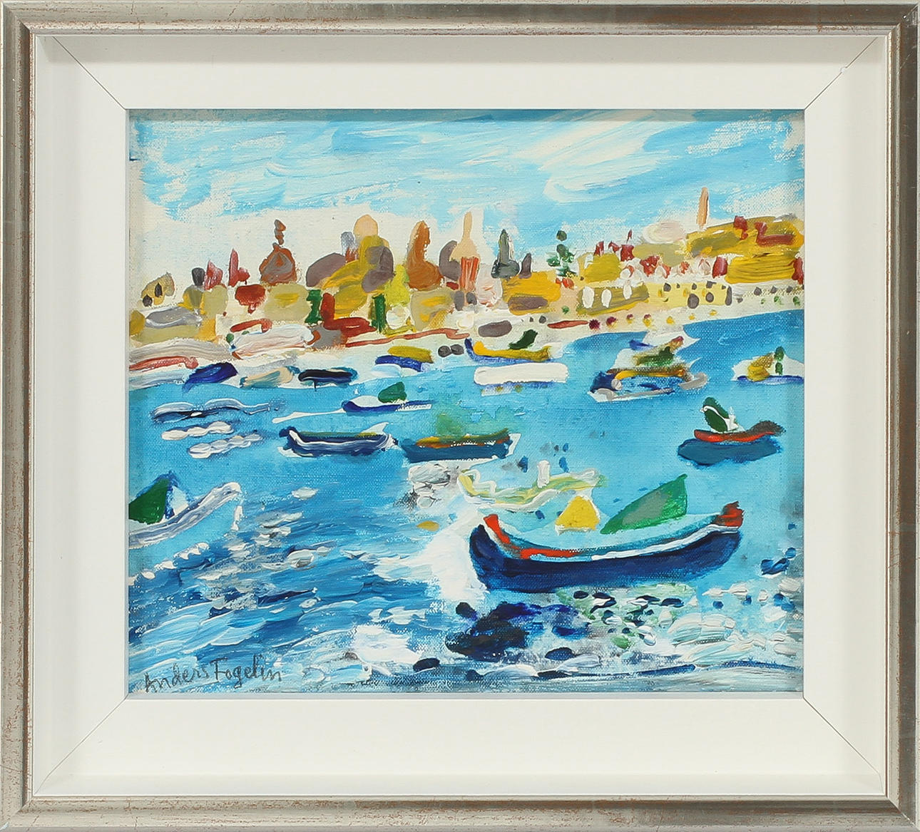 ANDERS FOGELIN. Olja på pannå, signerad.