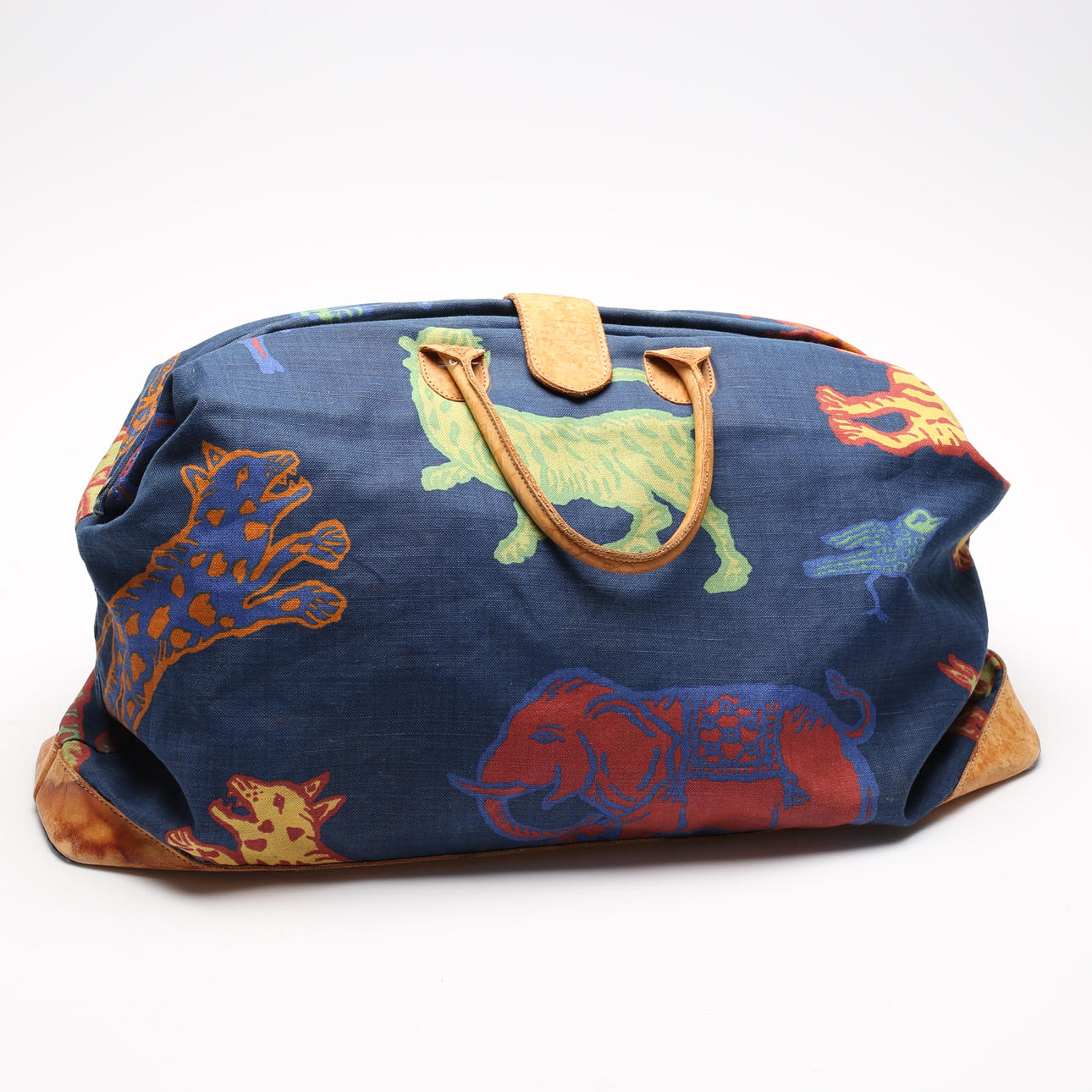 WOCHENENDTASCHE, Textil/Leder. Textil "Leonard", Sandberg Tapete. 2000er.