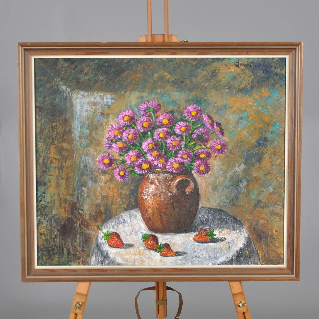 LEONA OPPENHEIMER. ÓLEO SOBRE LIENZO BODEGÓN FLOR.