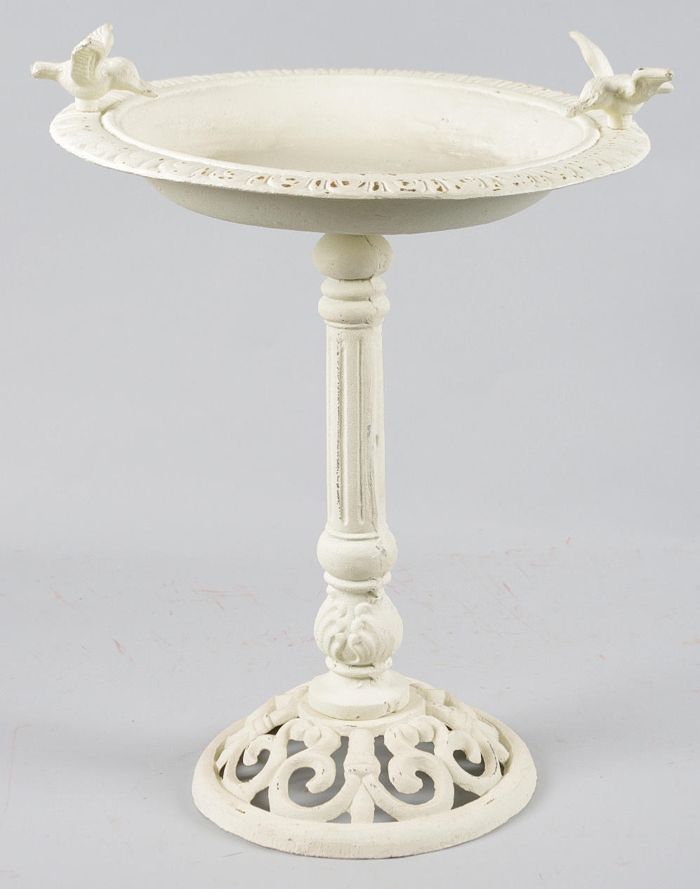 FÅGELBAD, vitmålad gjutjärn.