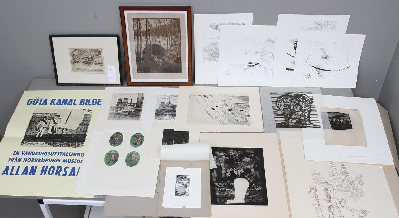 GRAFISKA BLAD OCH ETSNINGAR, ca 18 st + mapp.