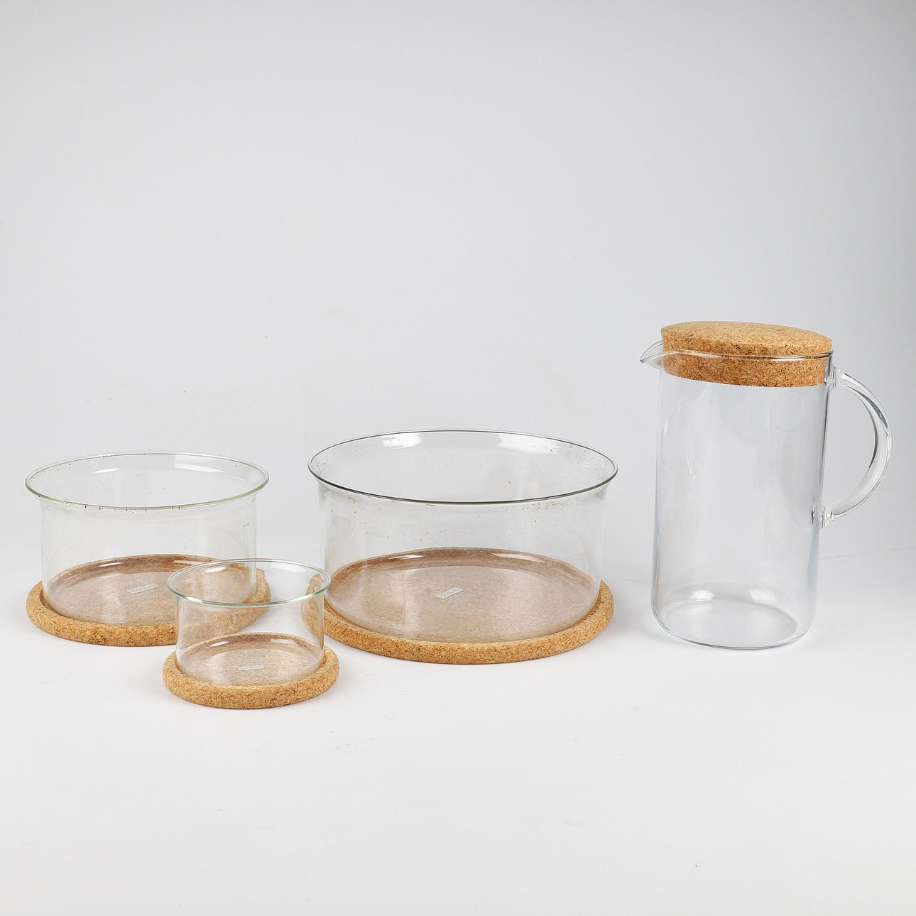 SKÅL OG SERVER, 4 dele, "Hotpot", glas/kork, Bodum.