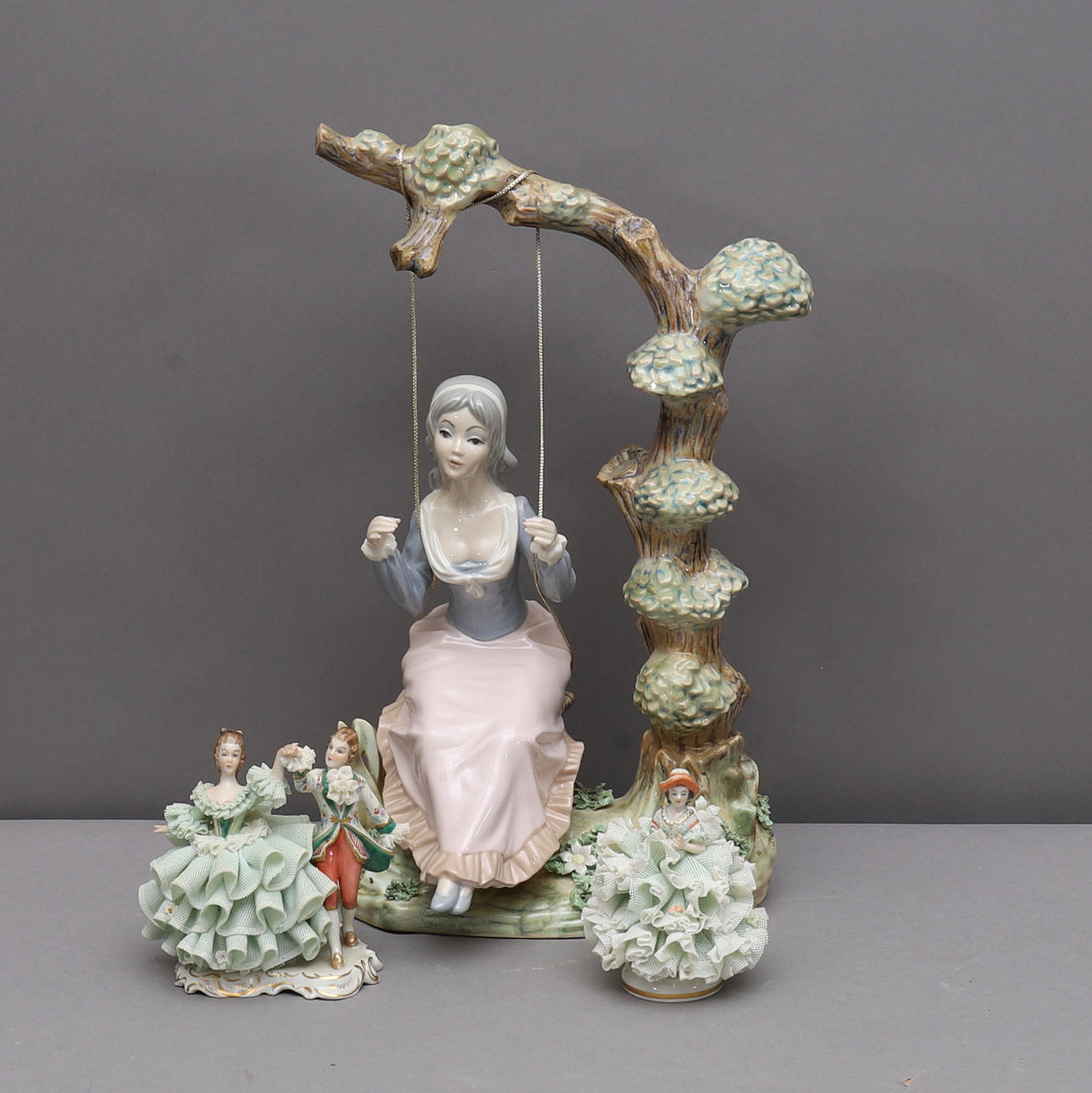 FIGURINES, 3 pcs, Tengra & Irish Dresden.