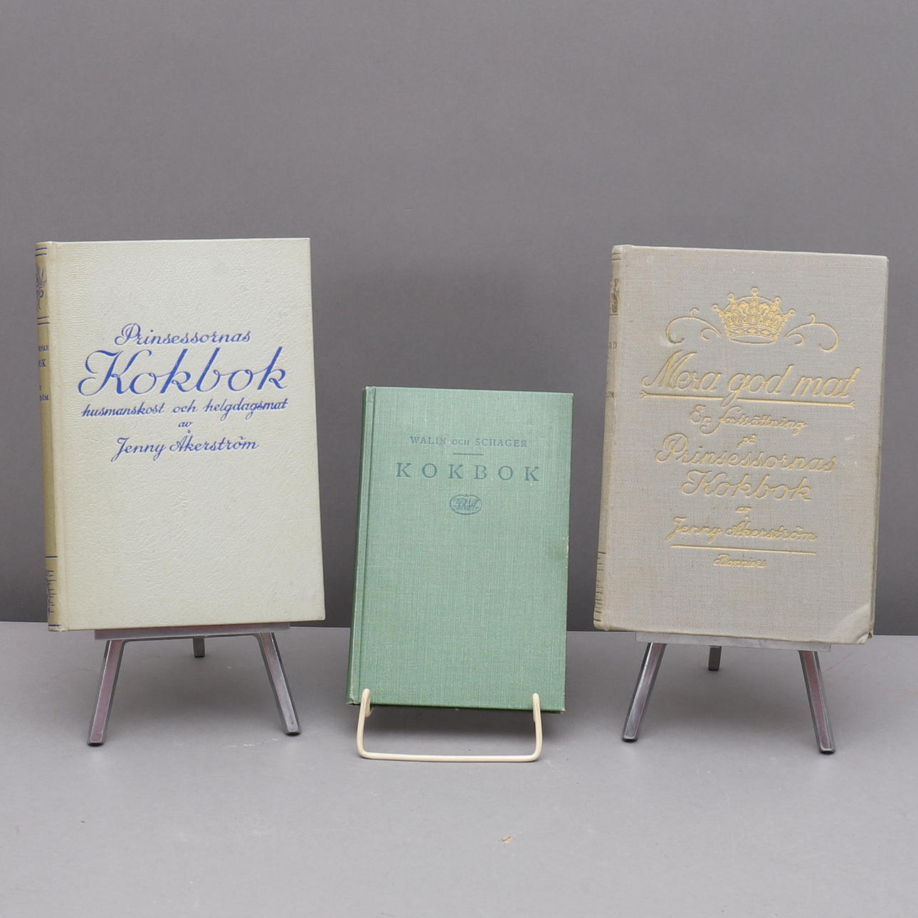 KOKBÖCKER, 3 st, bl.a. Prinsessornas kokbok.