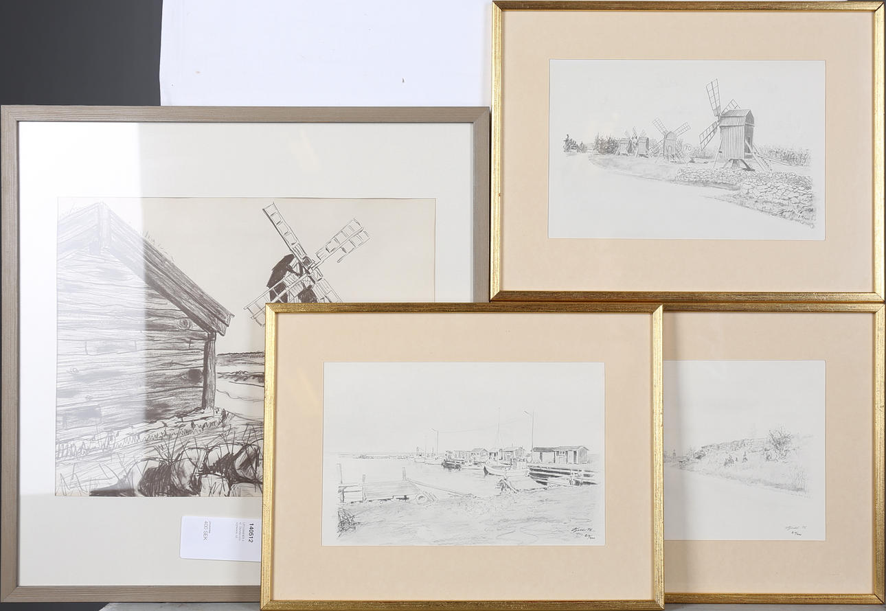 LITOGRAFIER 4 st, Ölandsmotiv, signerade.