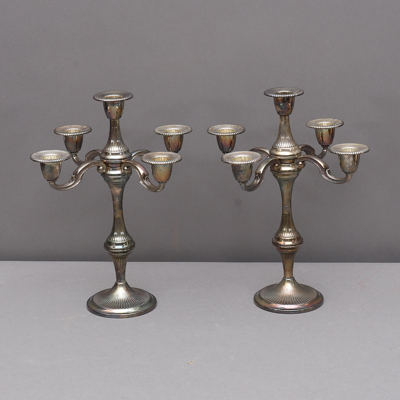 CANDELABRAS, 2 pcs, silver plated, Ianthe, England.