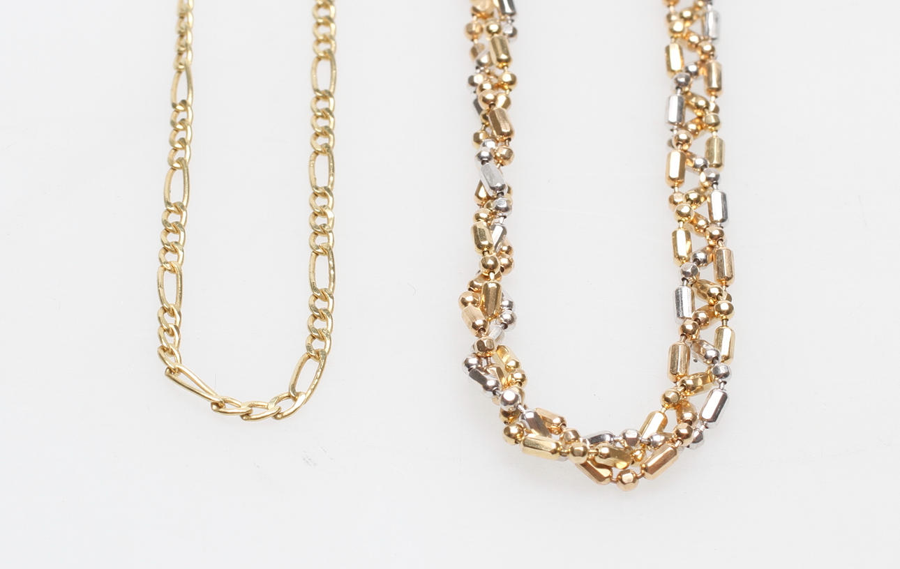 HALSKEDJA 14k guld samt ARMBAND 18k guld, total vikt ca 8,3 gr.