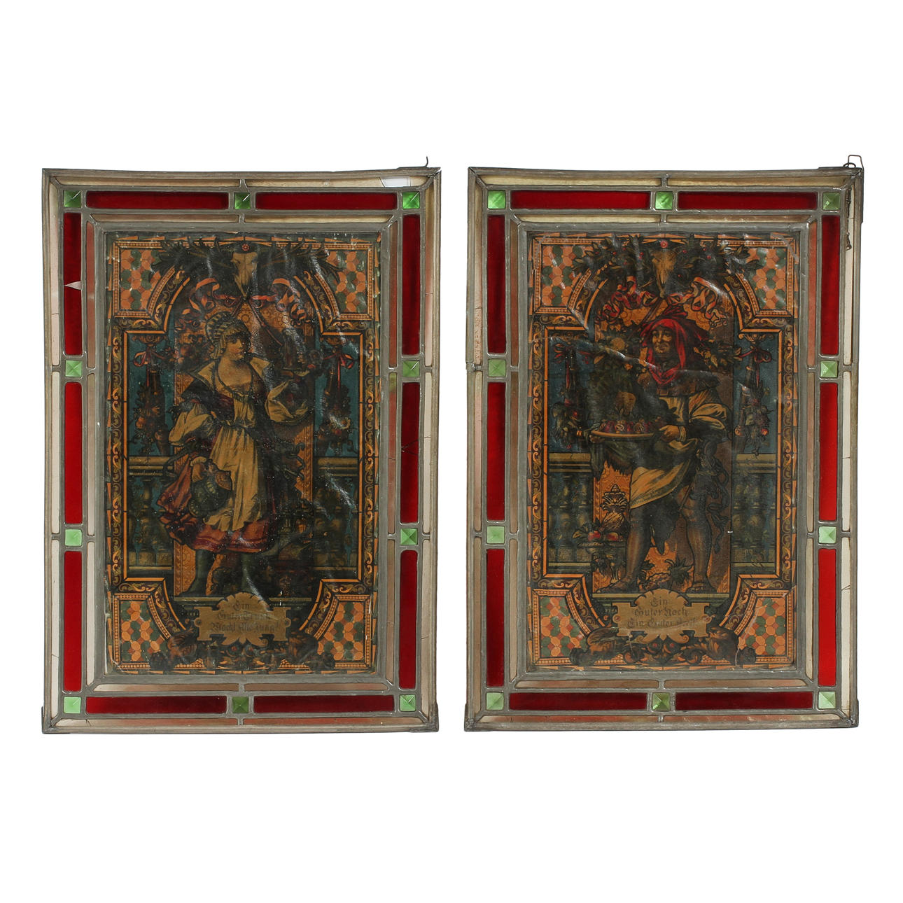 FÖNSTER, 2 st, Hugo Gerhard Ströhl, 1800/1900-tal.