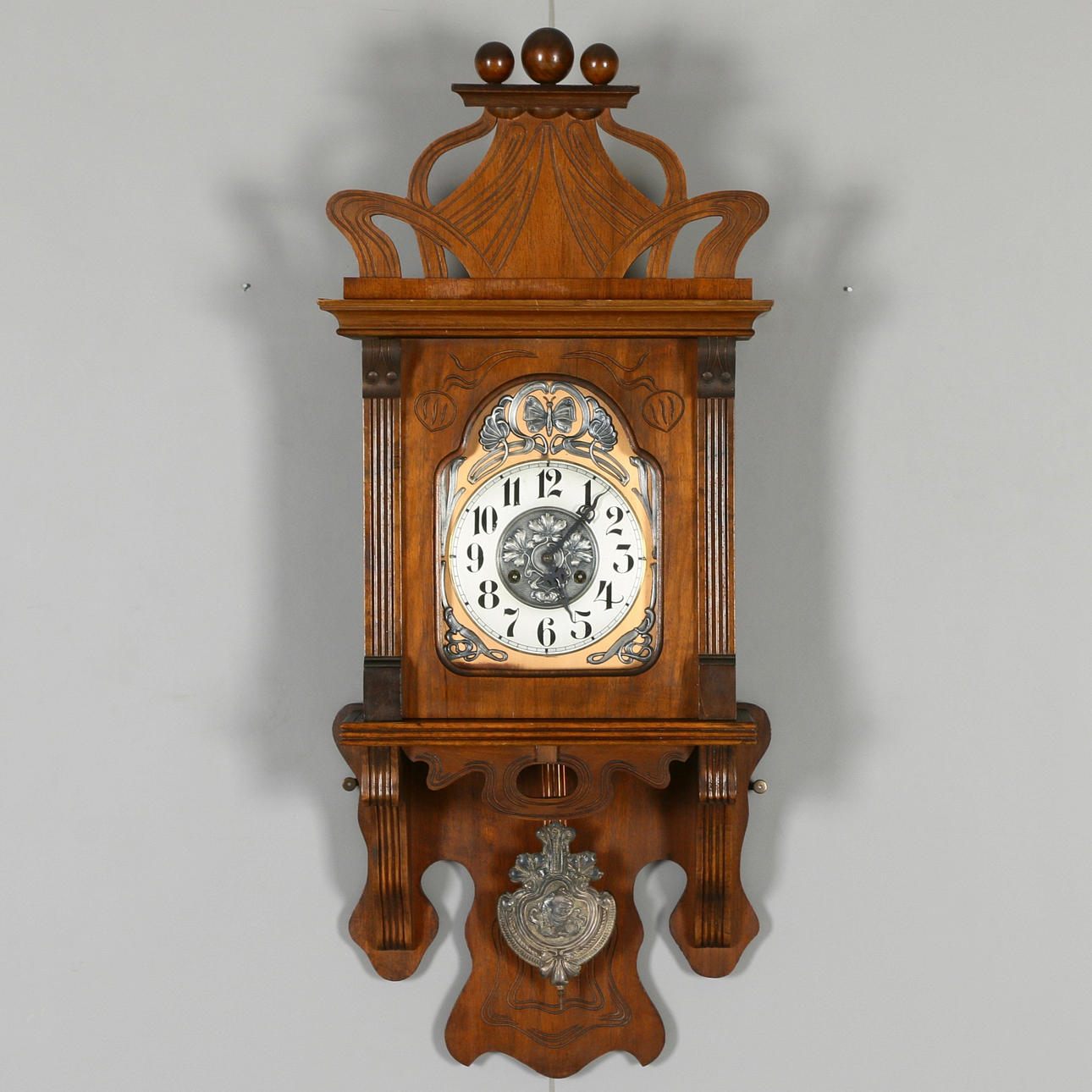 WALL PENDULUM, Watchmaker Frans August Nilsson, Nyköping, 1907.