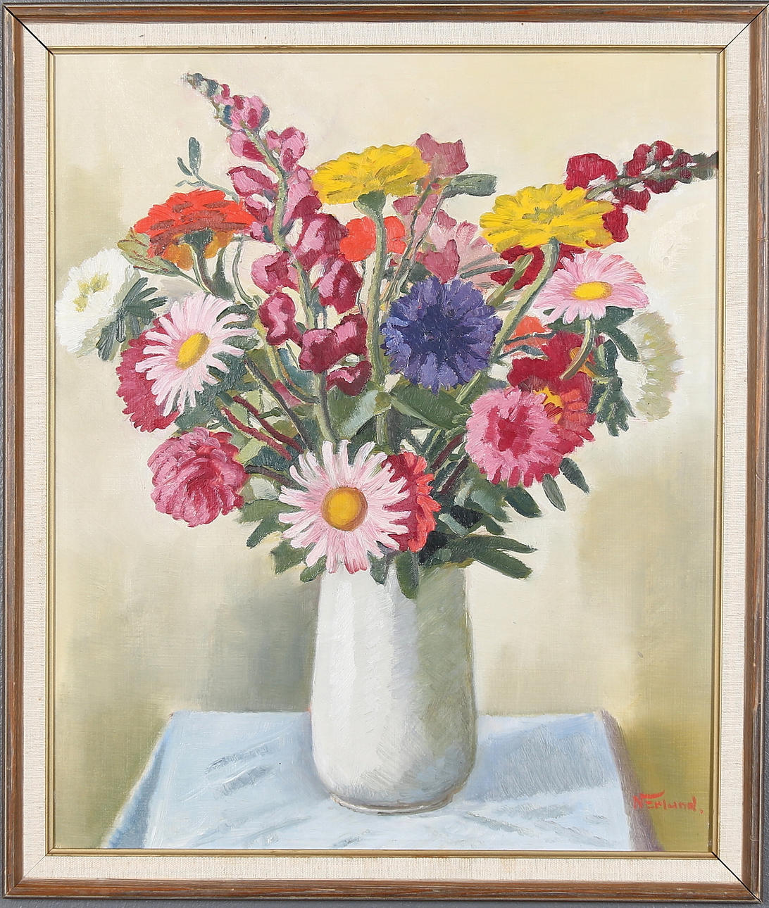 GUNNAR NERLUND. Olja på pannå, signerad.