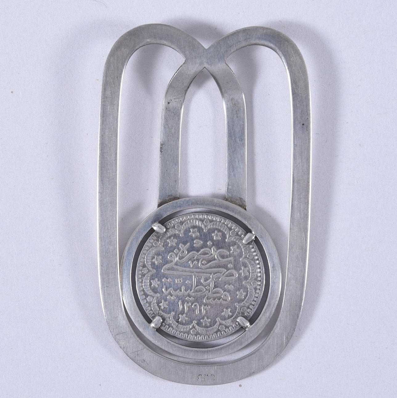 BANKKLIPPE MED TYRKISK MØNT, sølv.