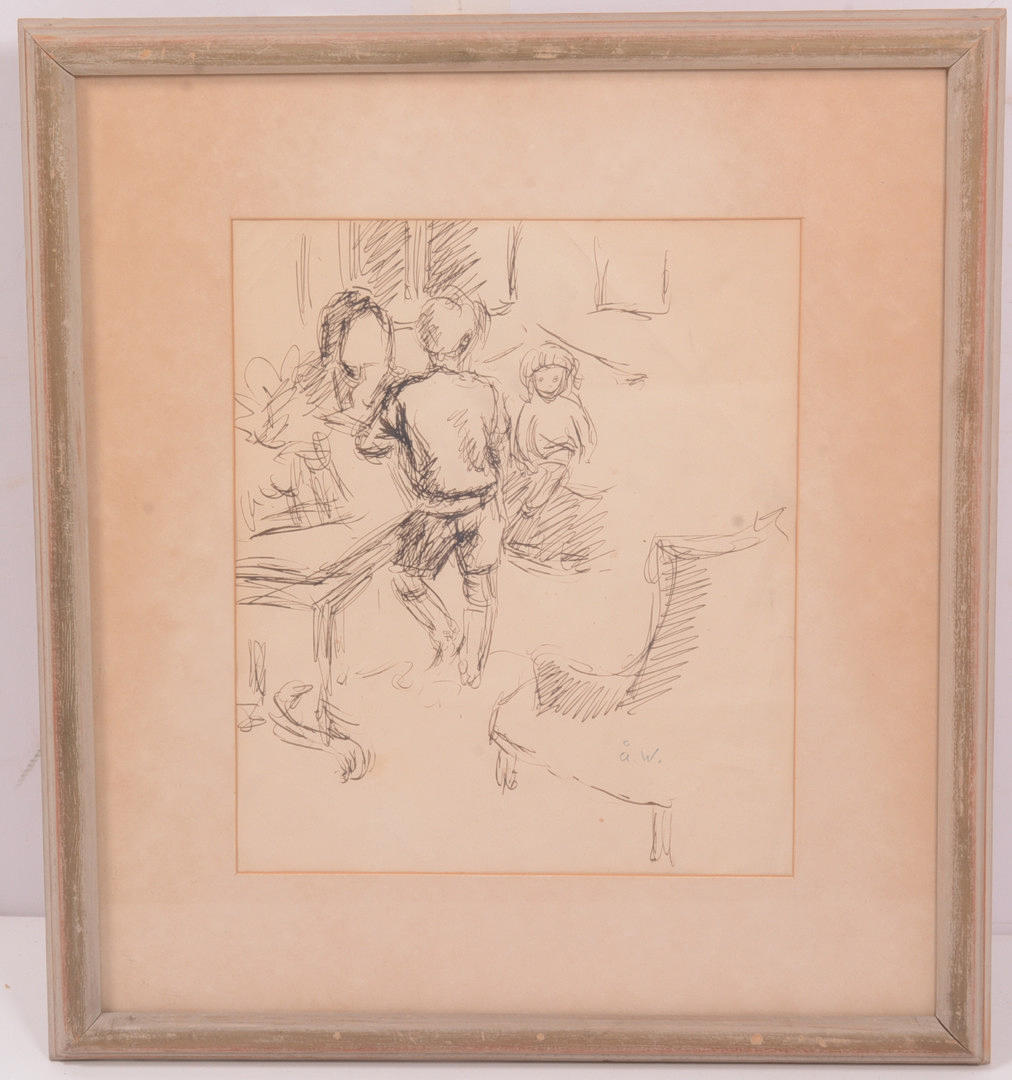 ÅKE WINNBERG. Lekande barn. Tusch.