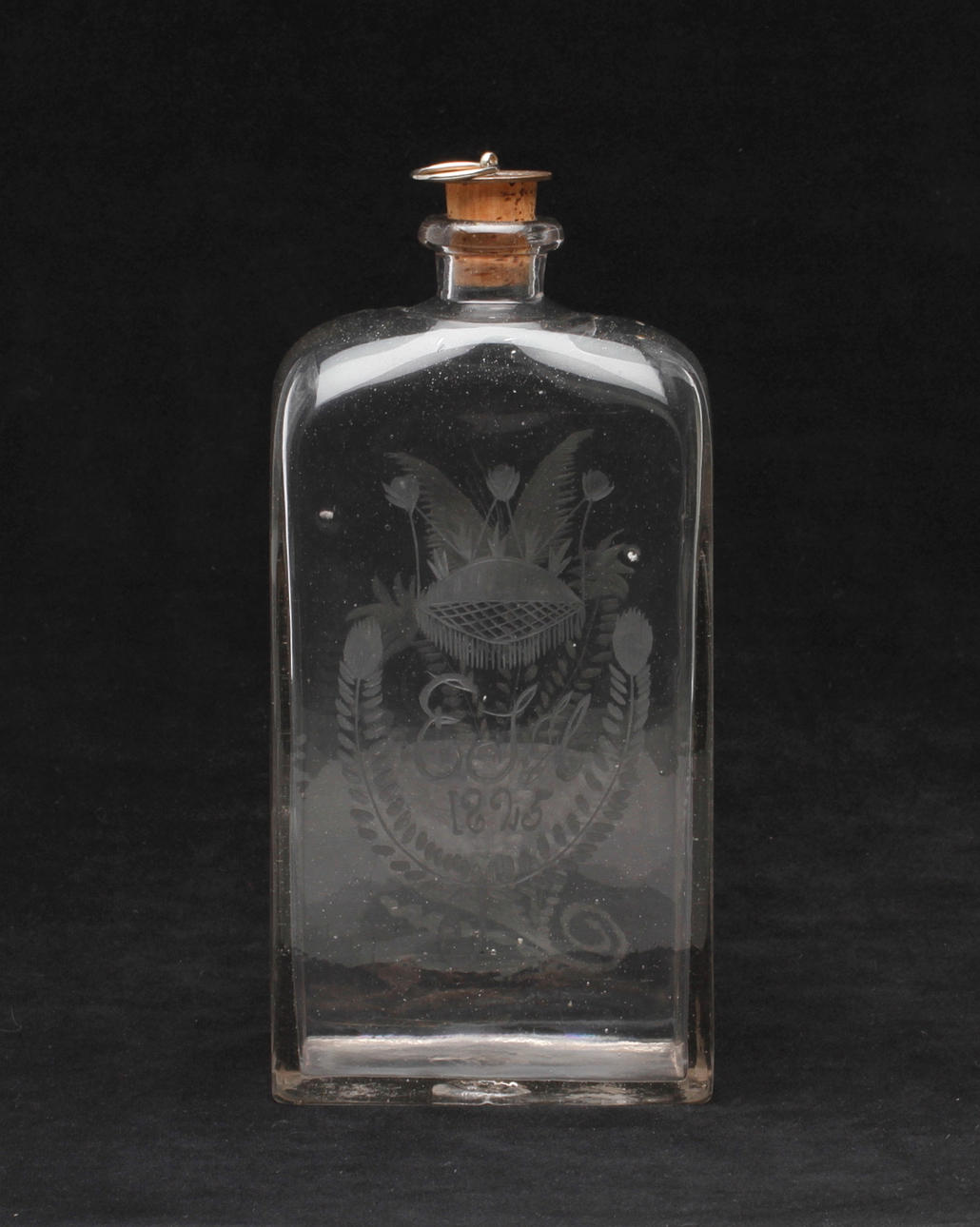 BRÄNNVINSFLASKA, sannolikt Cedersberg, 1800-tal.