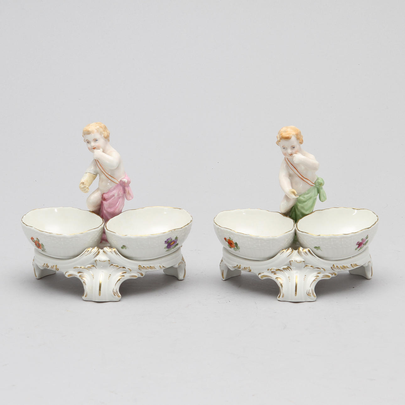 SALTKAR, 1 par, porslin, KPM Königlische Porzellansmanufaktur Berlin, 1800-talets slut.