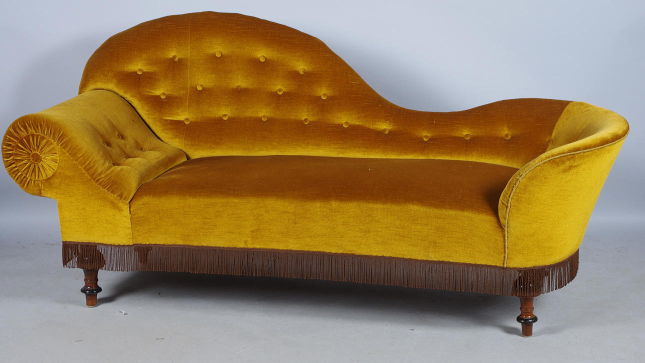 KANAPÉ, plysch, sent 1800-tal.