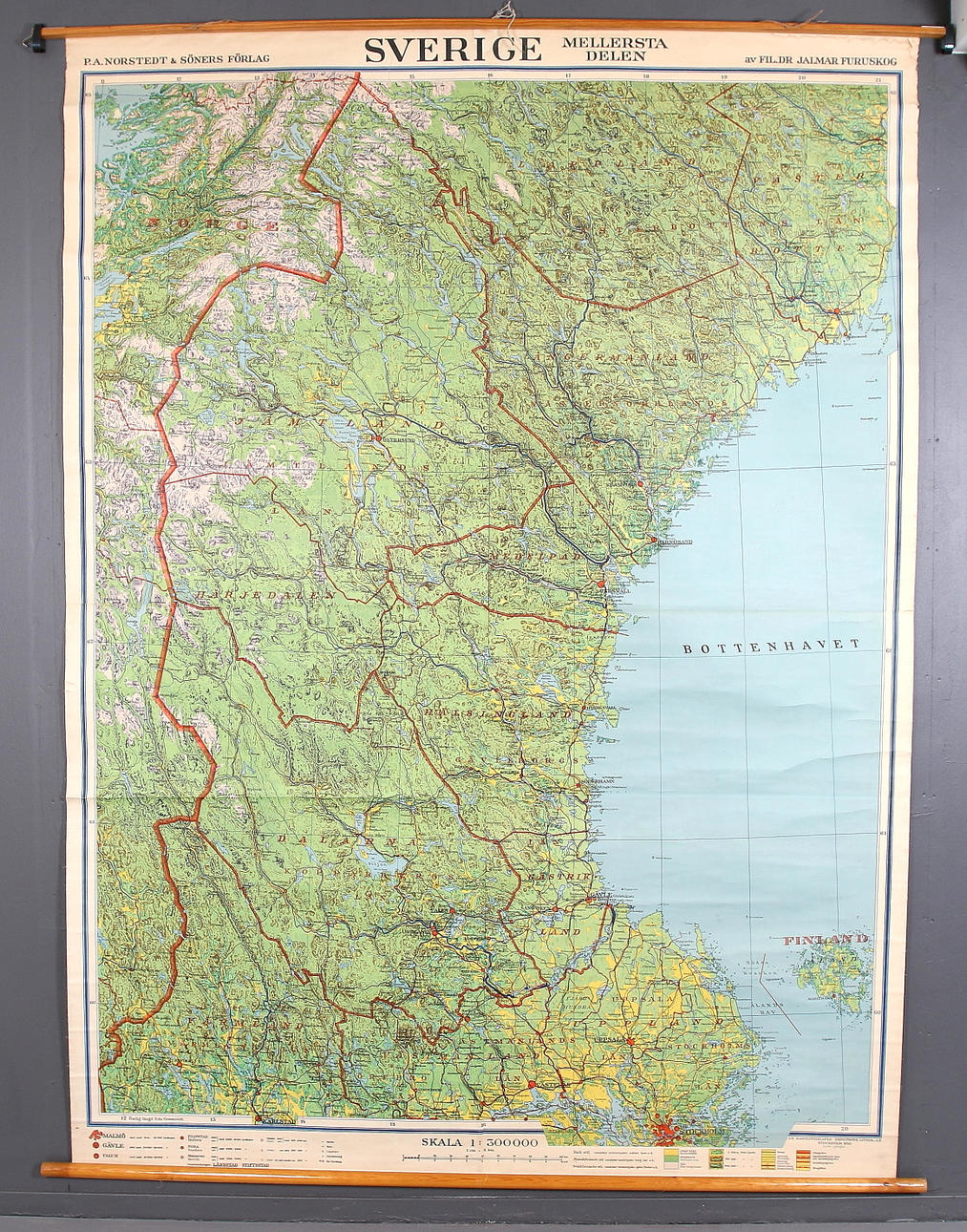 KARTA, Sverige, Mellersta delen. AB Kartlitografen, Bengtsons Lito AB. 1941.