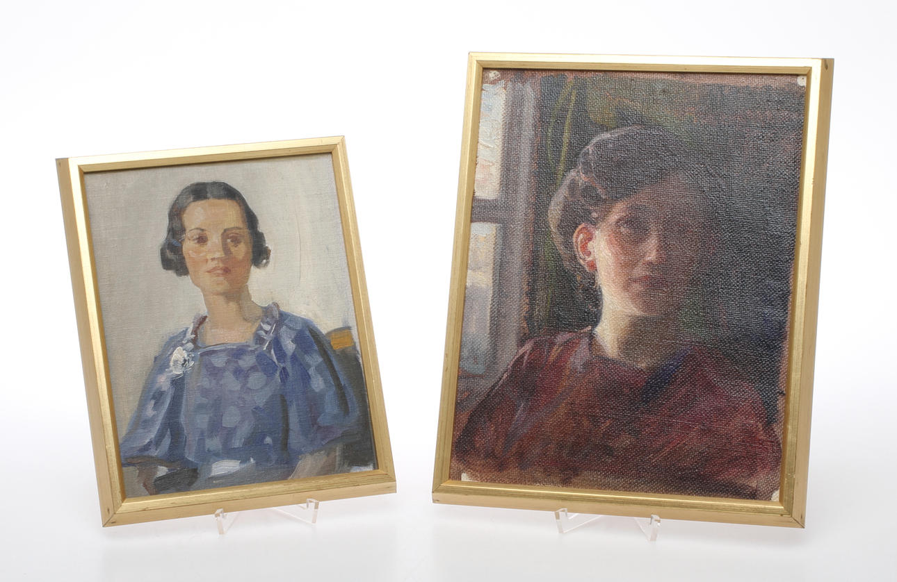 NILS ASPLUND. TILLSKRIVEN. 2 st, Porträtt, olja på pannå, osignerade.