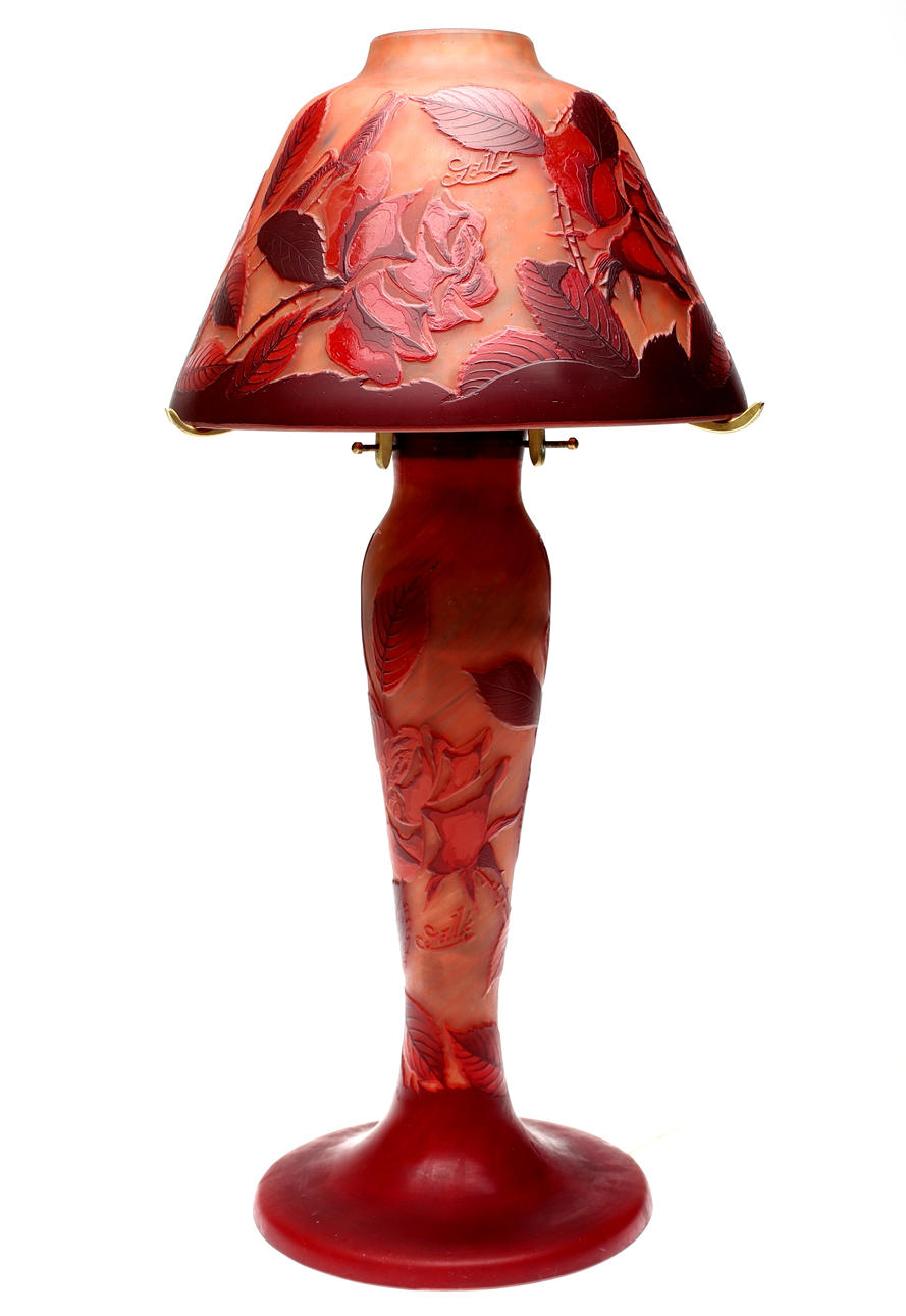 EMILE GALLÉ. BORDSLAMPA, Art deco, signerad.