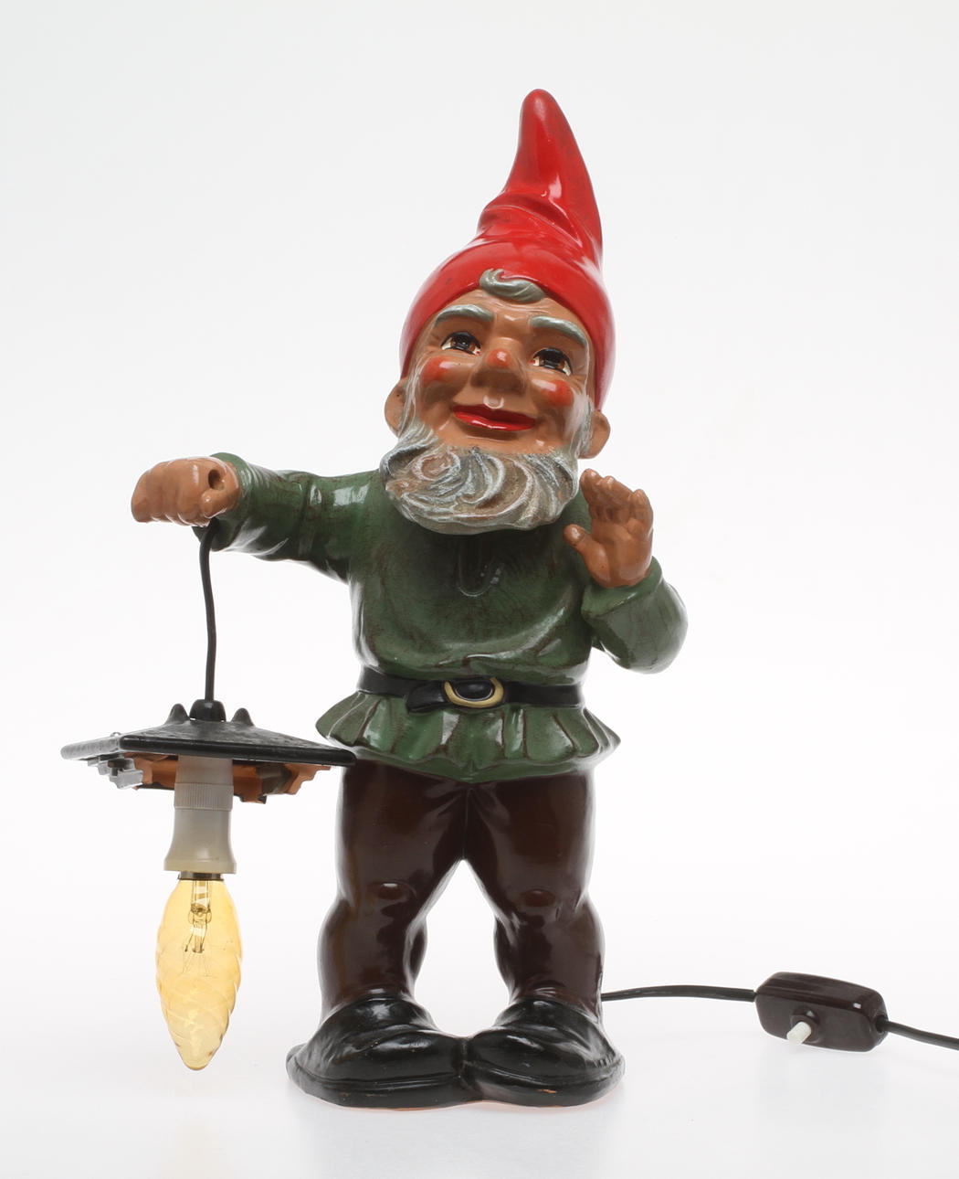 BORDSLAMPA, i form av tomte, keramik, Heissner, Tyskland.