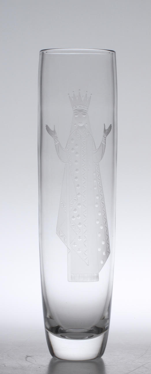 VAS, glas, "Bysantinsk Madonna", Vicke Lindstrand, formgiven ca 1959, Kosta.