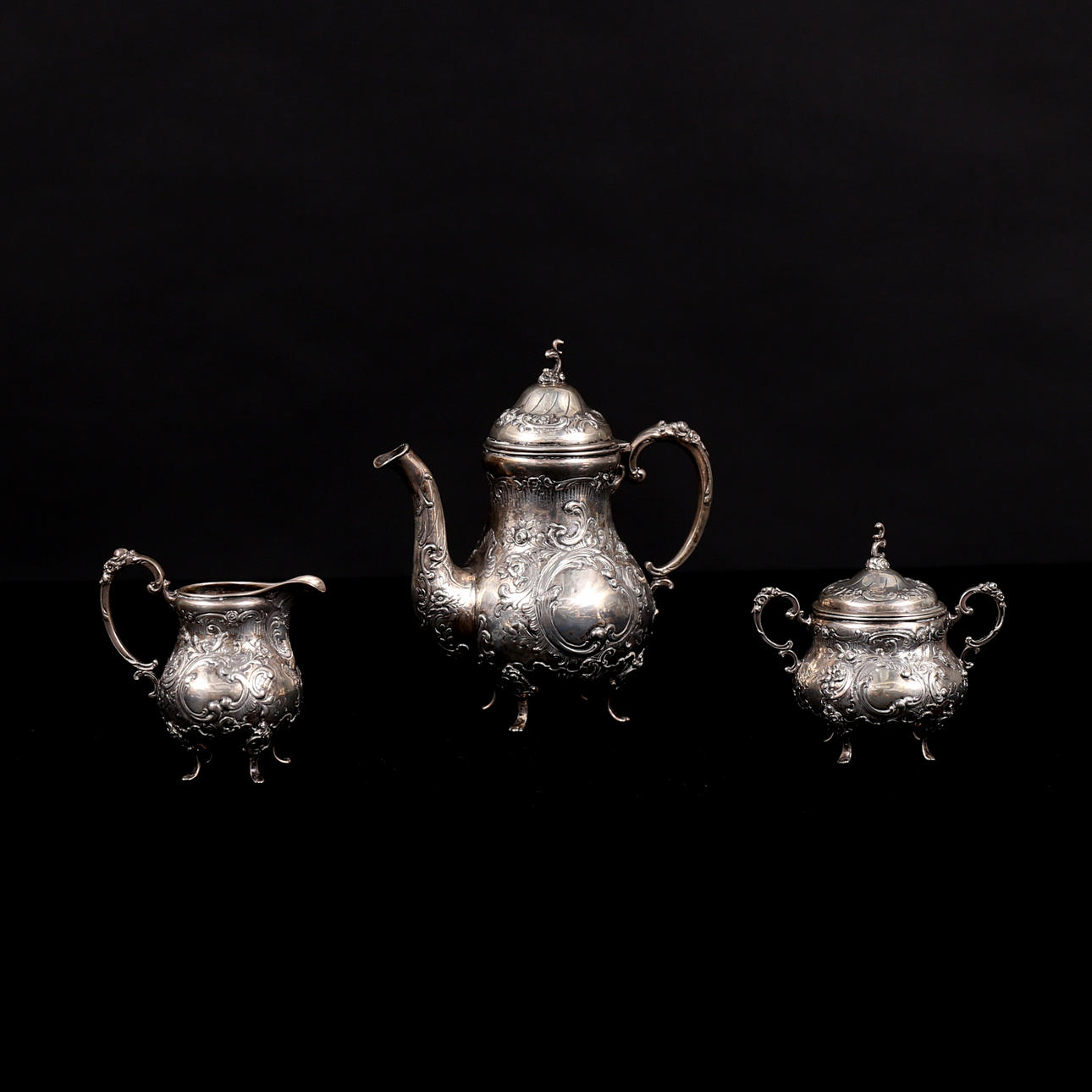 KAFFESERVIS, silver, 3 delar, John Victorin, Varberg 1937.