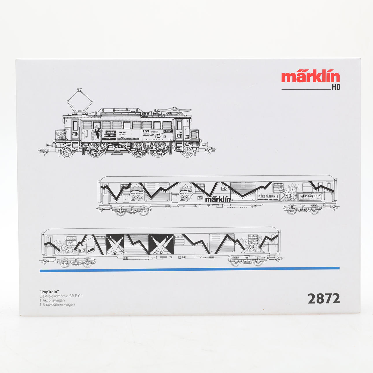 MODELLTÅG, Märklin, 2872,"Poptrain",lok+2 vagnar.
