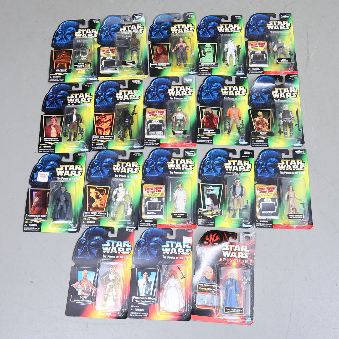 STAR WARS, action figures, 18 pcs., Hasbro and Kenner, 1990s.