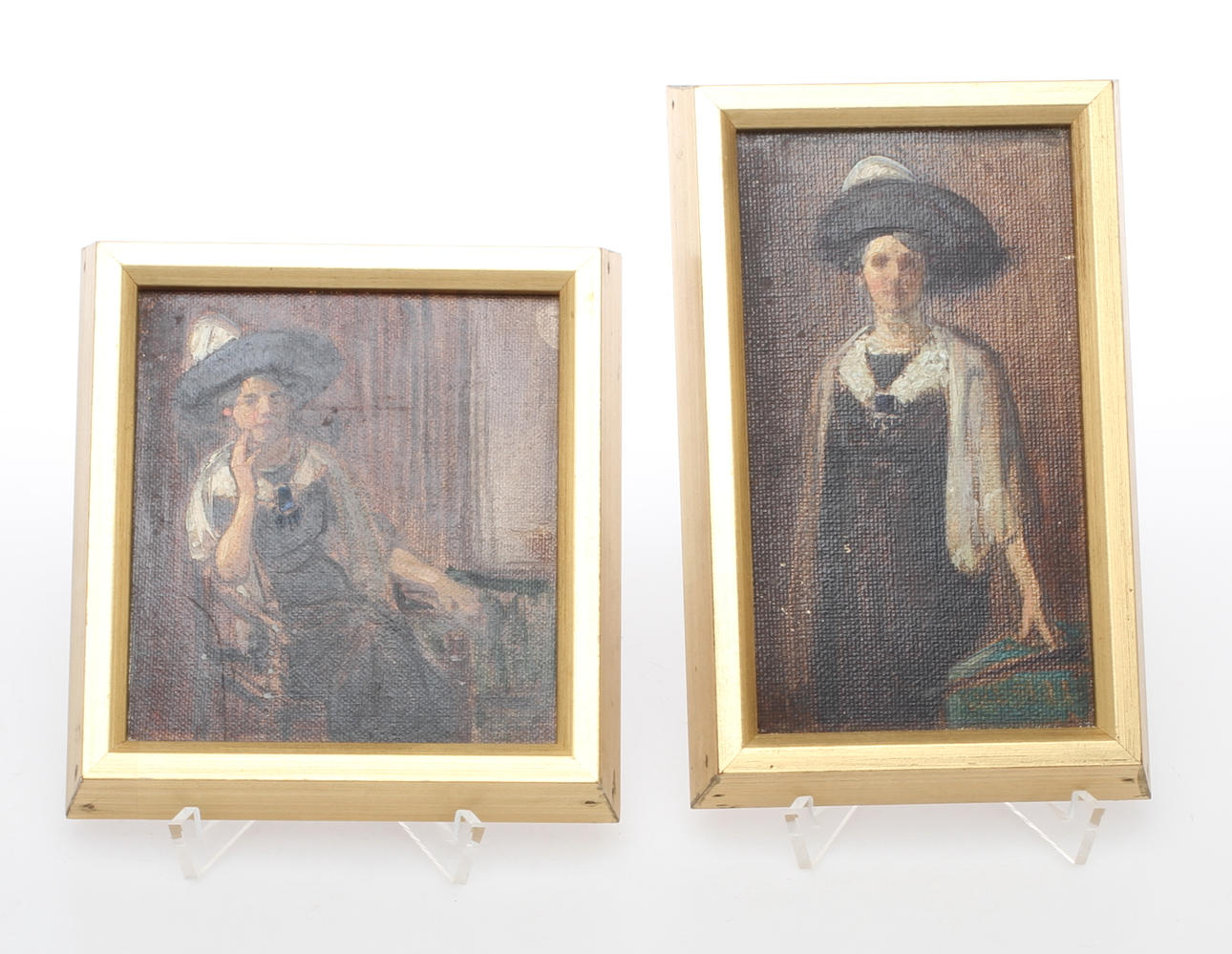 NILS ASPLUND. TILLSKRIVEN. 2 st. Porträtt, olja på pannå, osignerade.